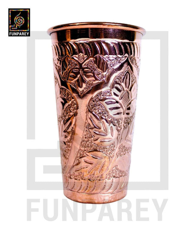 Premium Copper Glass With Etched Motif Work Large Hover Image